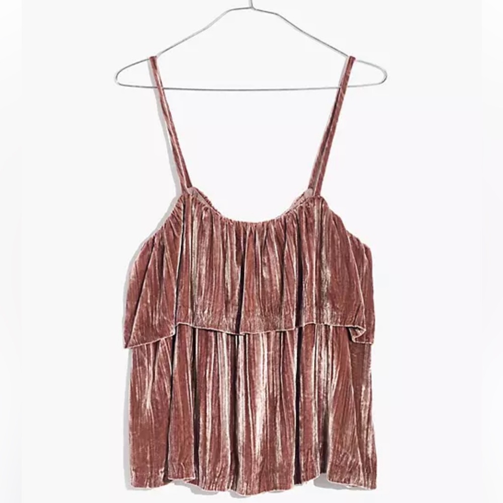 Madewell Crushed Velvet Ruffle Cami Top